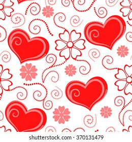 Vector illustrations of Valentines day pattern seamless with hearts and flowers