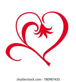 Vector illustrations of Valentines flowers heart