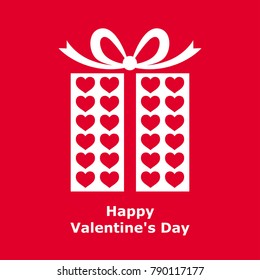 Vector illustrations of Valentines hearts box on red background