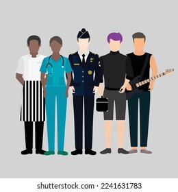 Vector illustrations of various careers and professions