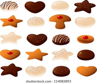 Vector illustrations of various christmas cookies isolated on white.