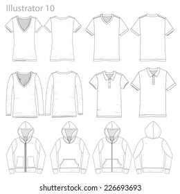 Vector Illustrations of various clothing garments.