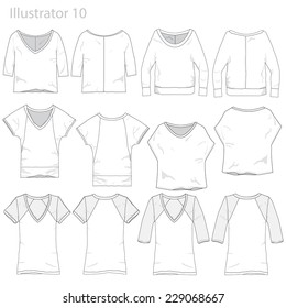 Vector Illustrations of various clothing garments.