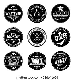 Vector illustrations of various custom circular stamp badges.