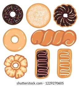 Vector Illustrations of Various Donuts