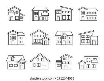 Vector illustrations of various houses.