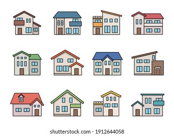 Vector illustrations of various houses.