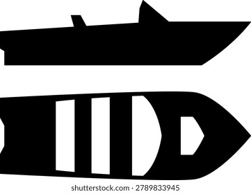 Vector illustrations of various types and kinds of boats, motorboats, ships and speedboats. Silhouette icons set of various boats in a simple style. Top and side views collection.