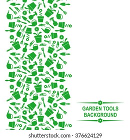 Vector illustrations of vertical background with silhouette of garden tools
