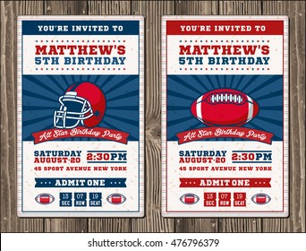 Vector Illustrations For Vertical Invitation Tickets For Football Themed Events