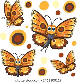 Vector illustrations of vibrant, playful butterflies