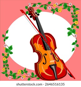 as ilustrações vetoriais de um violino e o arco, em cores simples e clássicas