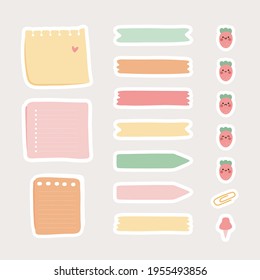 Vector illustrations of weekly or daily planner, note paper, to do list, stickers templates decorated by cute and trendy lettering. 