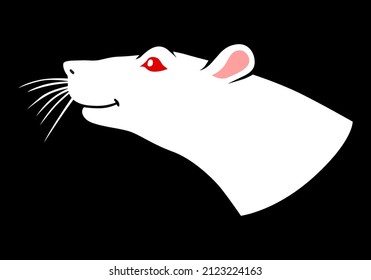 Vector illustrations of white rat muzzle icon on black background