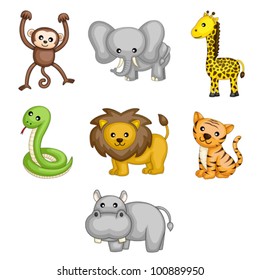 Vector Illustrations Wild Animals Cartoon Stock Vector (Royalty Free ...