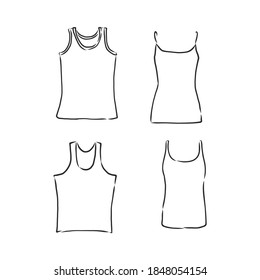 Vector Illustrations of Women's Fashion Garments. t shirt vector sketch illustration