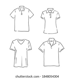 Vector Illustrations of Women's Fashion Garments. t shirt vector sketch illustration