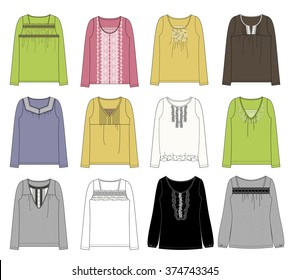 Vector Illustrations of Women's Fashion Garments.