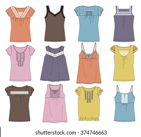 Vector Illustrations of Women's Fashion Garments.