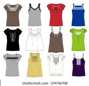 Vector Illustrations of Women's Fashion Garments.