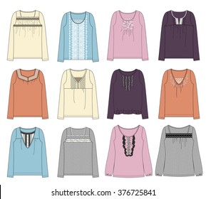 Vector Illustrations of Women's Fashion Garments.