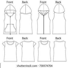 Vector Illustrations of Women's Fashion Garments. Front and back views