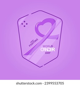 Ilustraciones vectoriales para el Día Mundial del Cáncer con un escudo brillante