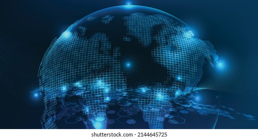 Vector illustrations of world digital big data communication innovations and technology of the future.