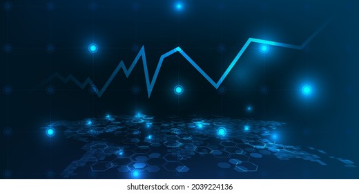 La estrategia económica mundial es el gráfico de las principales tendencias del mercado alcista, abstracta las inversiones en finanzas futuristas y económicas.Ilustraciones de vectores.