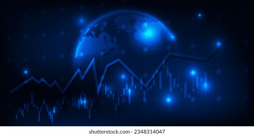 Vector illustrations of world economic strategy major bull market trend graph abstract futuristic finance investment and economic.