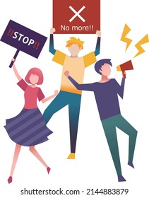 Vector illustrations of young people demonstrating