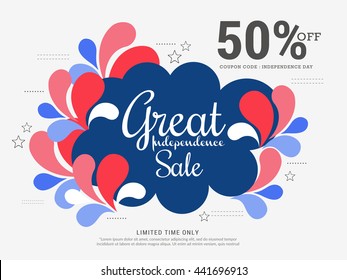 Vector illustration,sale banner, or poster of 4th of july independence day celebration background.