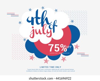 Vector illustration,sale banner, or poster of 4th of july independence day celebration background.
