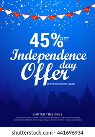 Vector illustration,sale banner, or poster of 4th of july independence day celebration background.