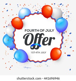 Vector illustration,sale banner, or poster of 4th of july independence day celebration background.