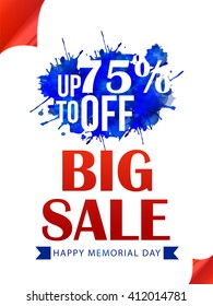 Vector illustration,sale banner or poster of Happy memorial day.