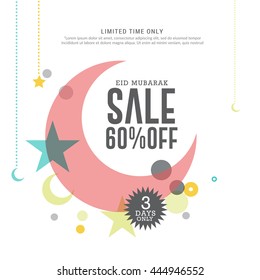 Vector illustration,sale banner or sale poster for festival of eid mubarak celebration.