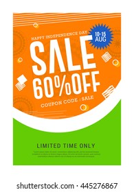 Vector illustration,sale banner or sale poster for indian independence day celebration.