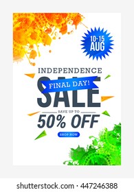 Vector illustration,sale banner or sale poster for indian independence day celebration.