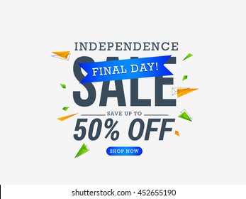 Vector illustration,sale banner or sale poster for indian independence day celebration.