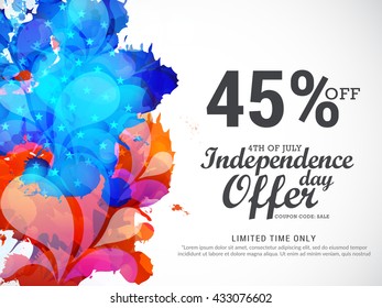 Vector illustration,sale banner,flyer or poster of 4th of july independence day celebration background.