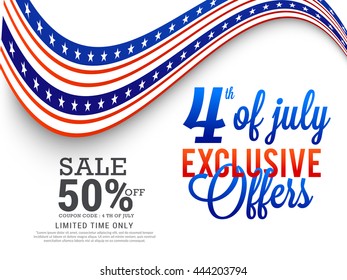Vector illustration,sale banner,poster or flyer for independence day of 4th of july.