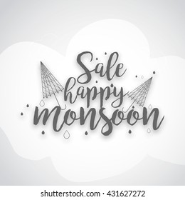 Vector illustration,sale banner,poster or flyer for Monsoon season with raining drops.