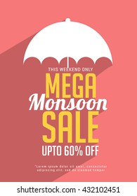 Vector illustration,sale banner,poster or flyer for Monsoon season.