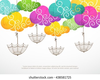Vector illustration,sale banner,poster for Monsoon season raining drops with text space background.