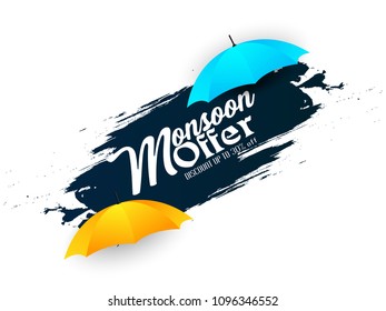 vector illustration,sale banner,sale poster for Monsoon season raining drops