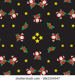 vector illustration,santa claus gift wraps design on black backround,noel pattern design