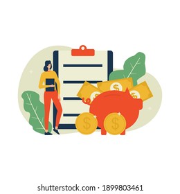 Vector illustration,saving money concept, financial management, piggy bank