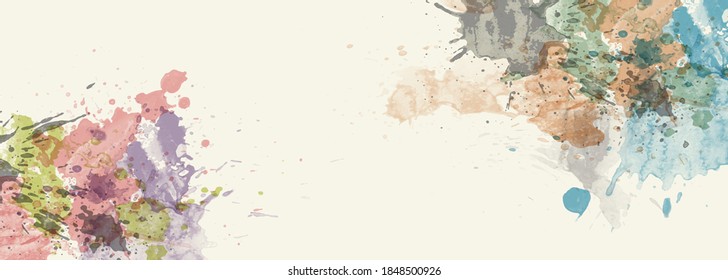 Vector illustrations,colorful paint splashes  on white banner background.