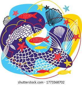 vector illustration-sea summer theme. Ideas for background and prints